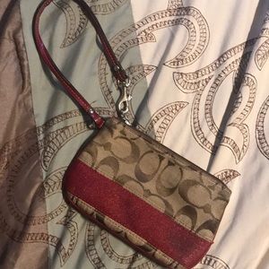Price Firm ⚡️ Coach - Monogram and Red Wristlet